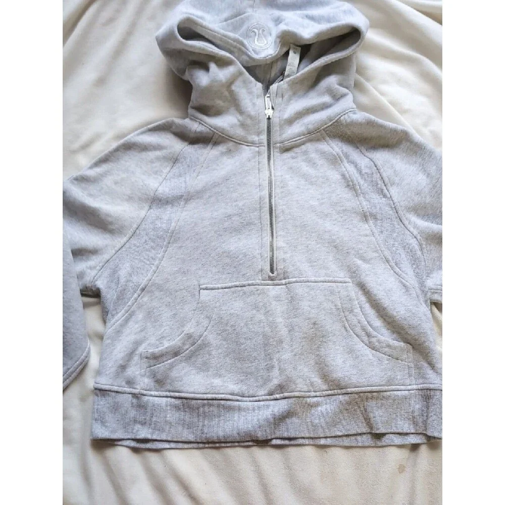Lululemon Light Gray Scuba Half-Zip Hoodie XS/S Heathered Core Ultra Light Grey